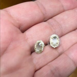 Gold and Silver Oval Stud Earrings